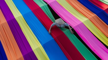 Drying Vibrant Fabrics Hanoi